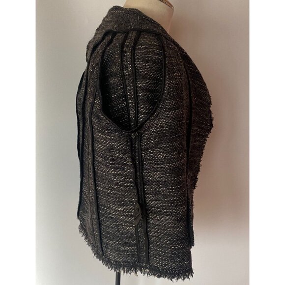 Isabel Marant Etoile Tweed Jacket Black White Striped Wool Blend Blazer Sz L - Picture 9 of 10